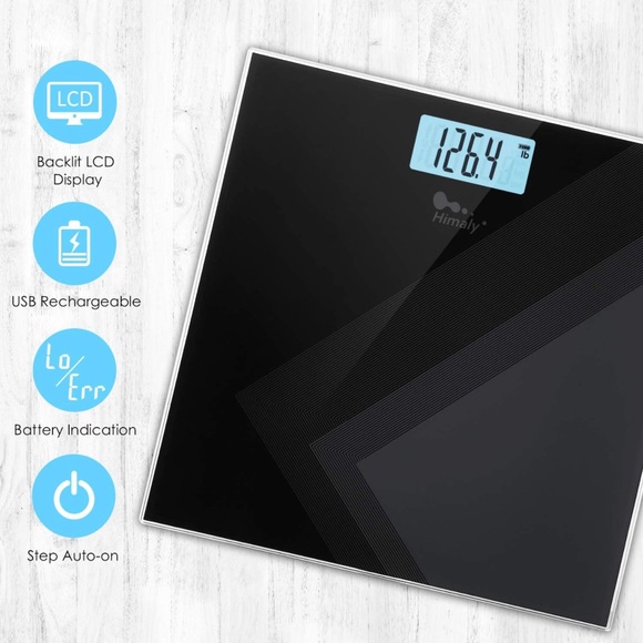 Himaly Digital Body Weight Scale, Rechargeable Step-On, Back Light Display - Picture 5 of 9